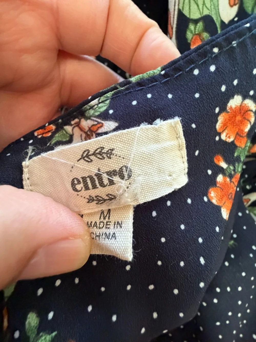 entro Black Floral Tiered Summer Dress‎ with White & Orange Blooms